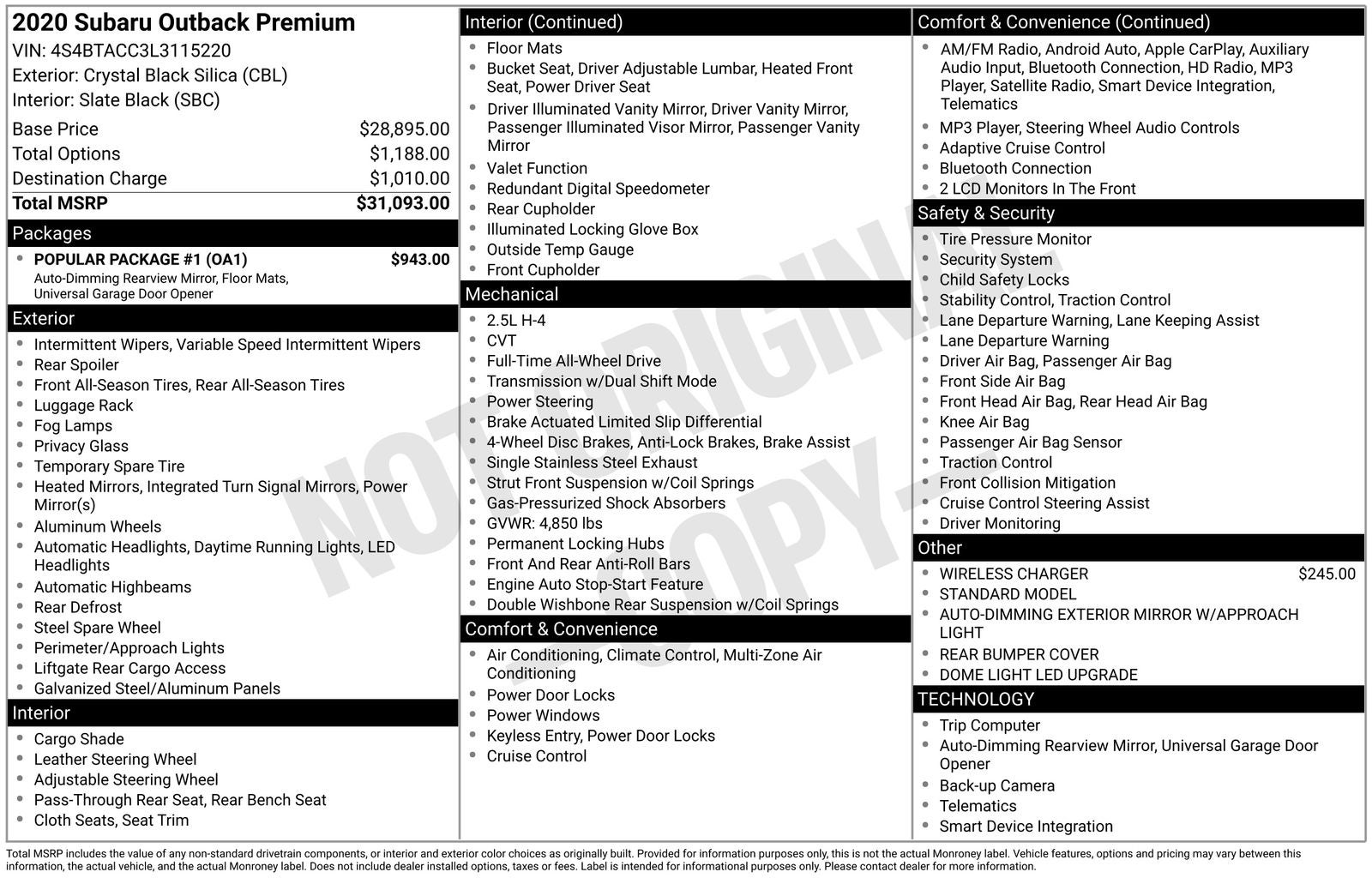 2020 Subaru Outback Premium