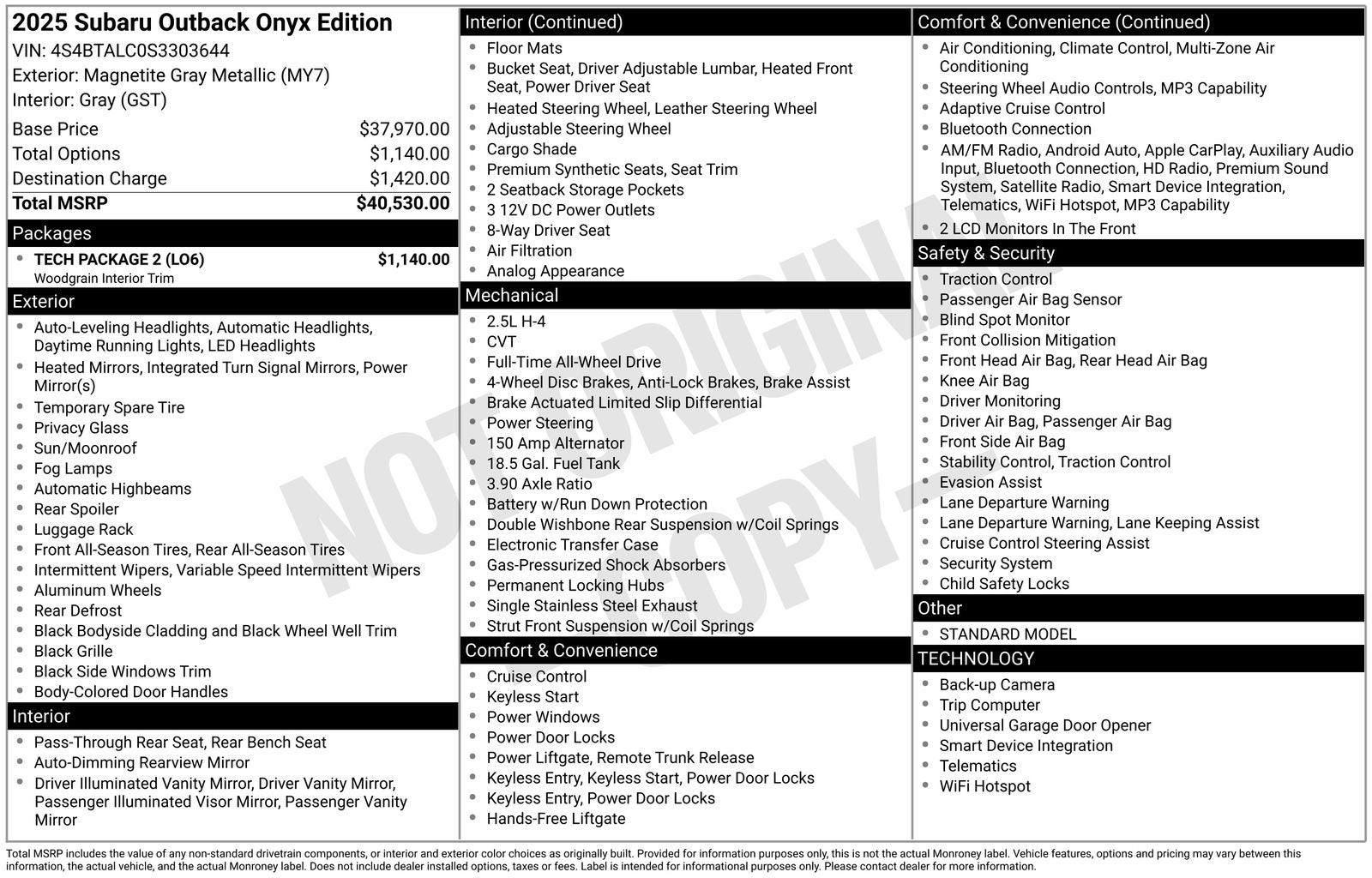 2025 Subaru Outback Onyx Edition