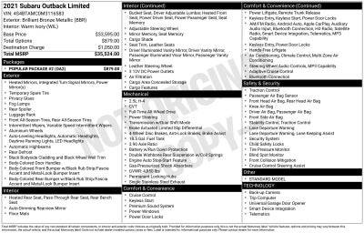 2021 Subaru Outback Limited