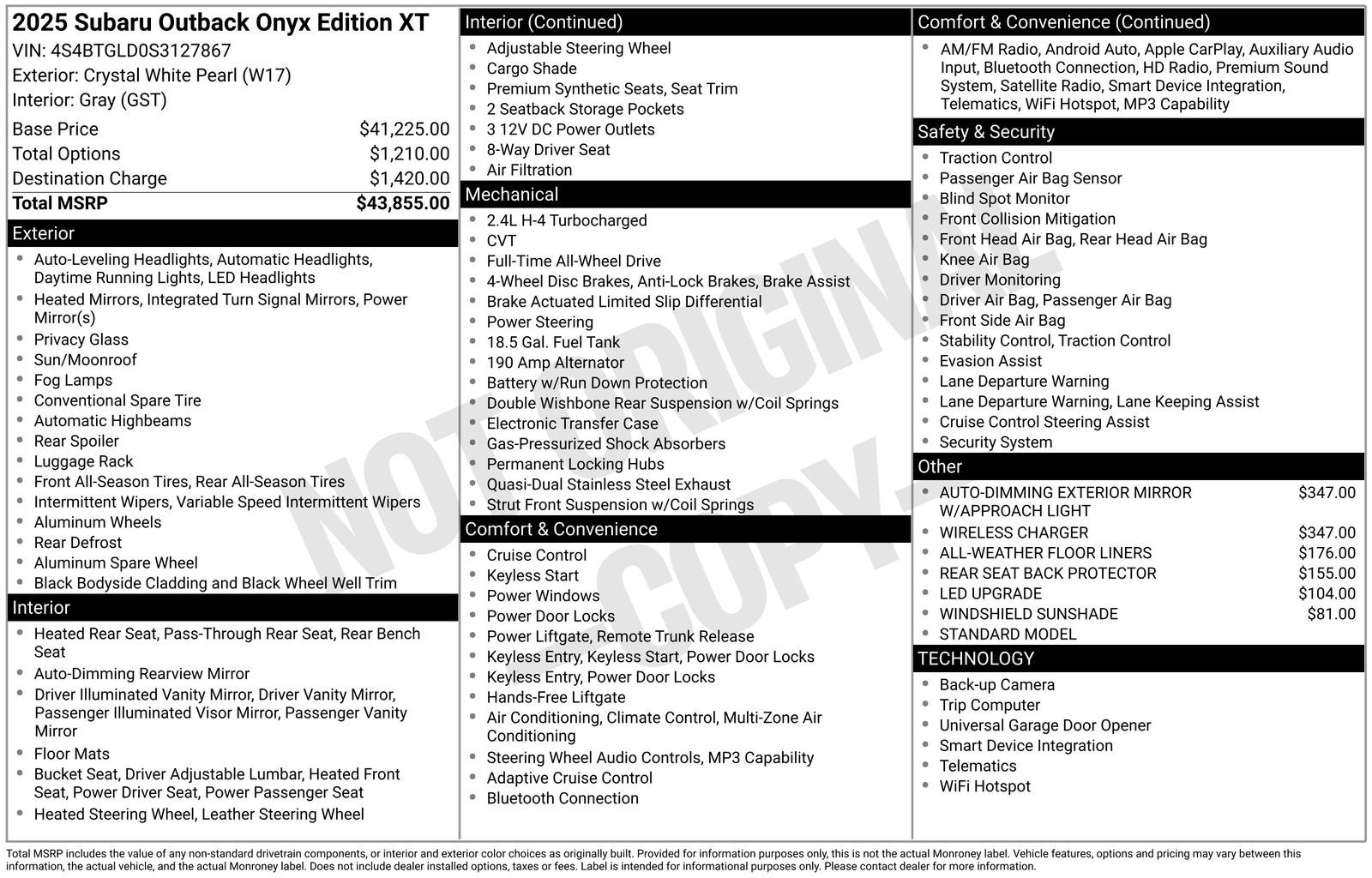 2025 Subaru Outback Onyx Edition XT