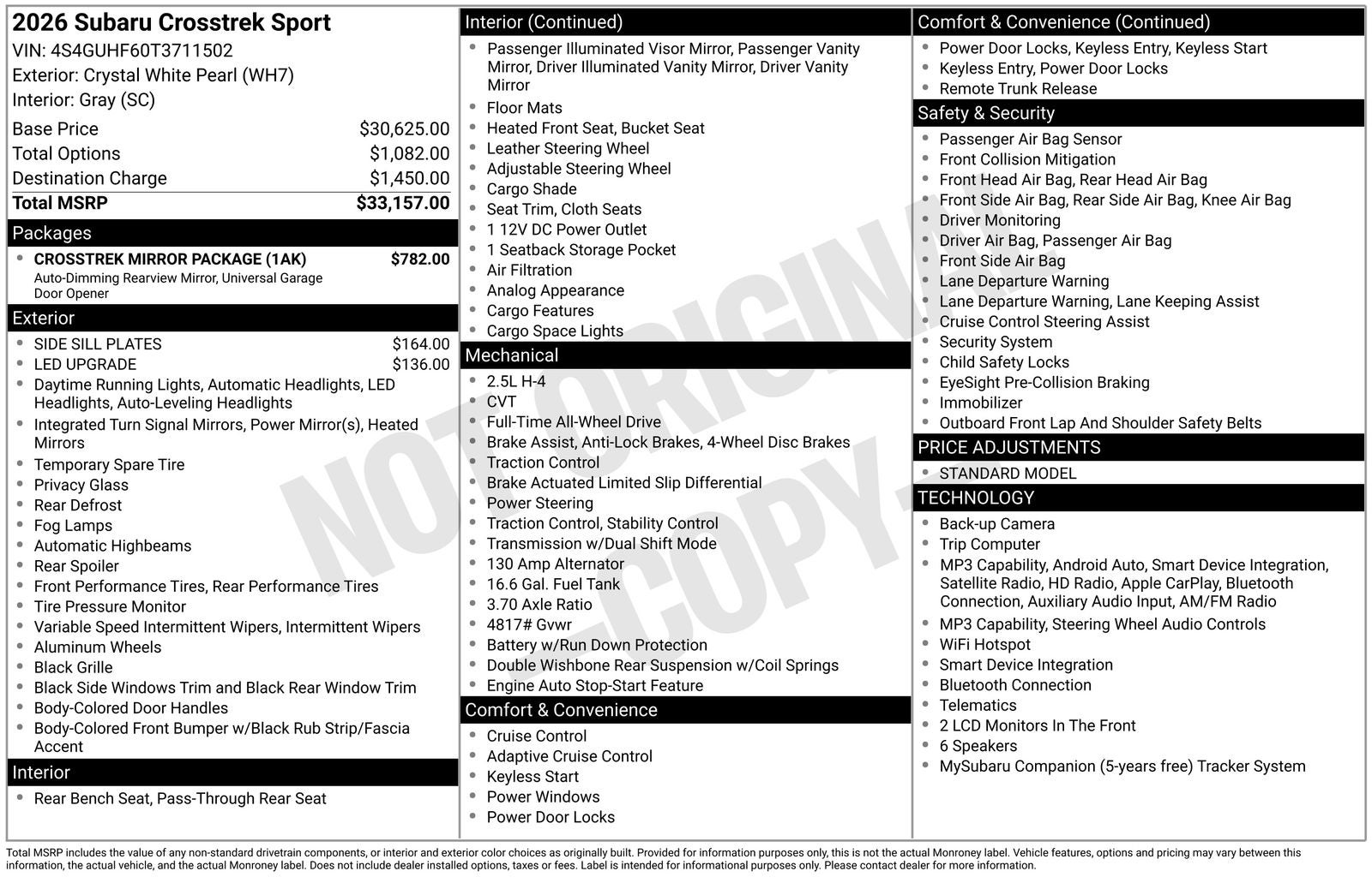 2026 Subaru Crosstrek Sport