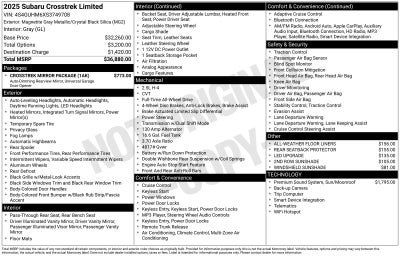 2025 Subaru Crosstrek Limited