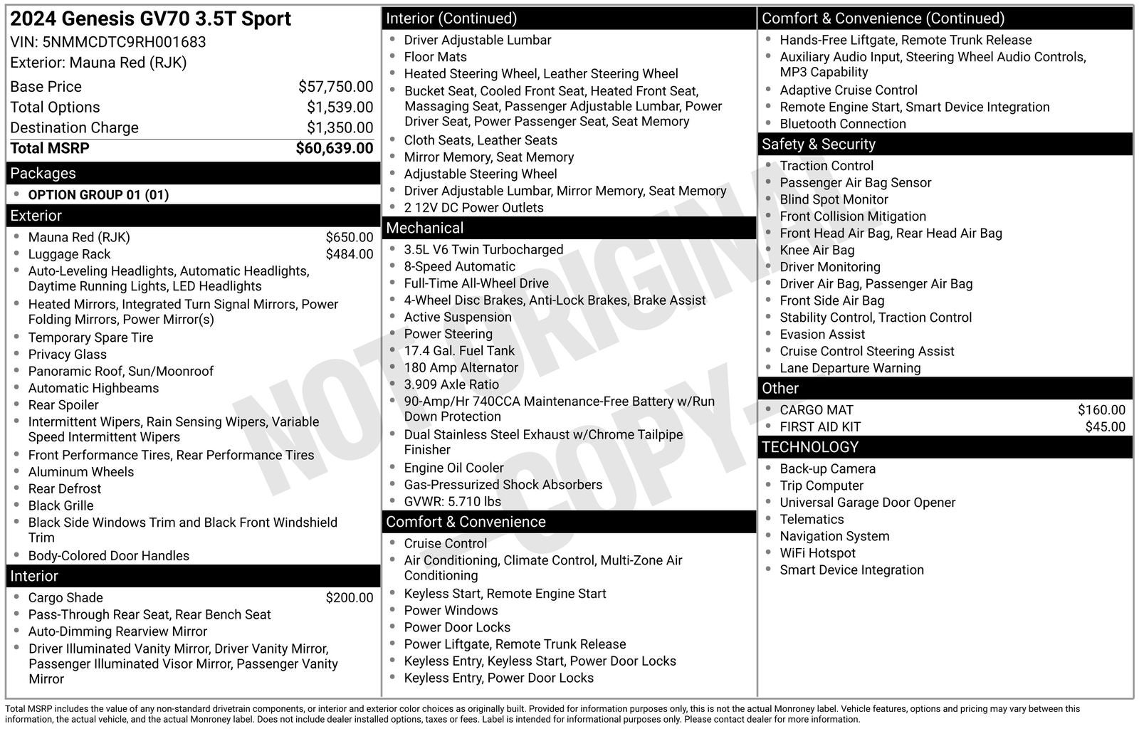 2024 Genesis GV70 3.5T Sport