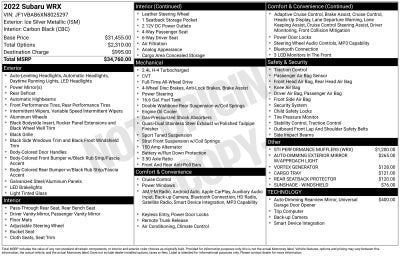 2022 Subaru WRX Base