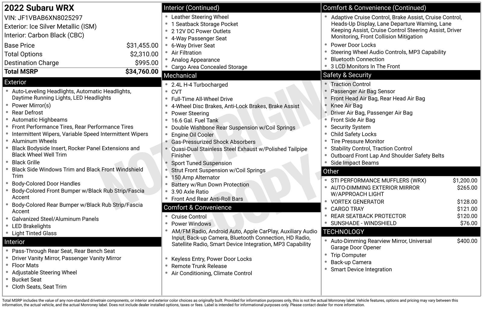 2022 Subaru WRX Base