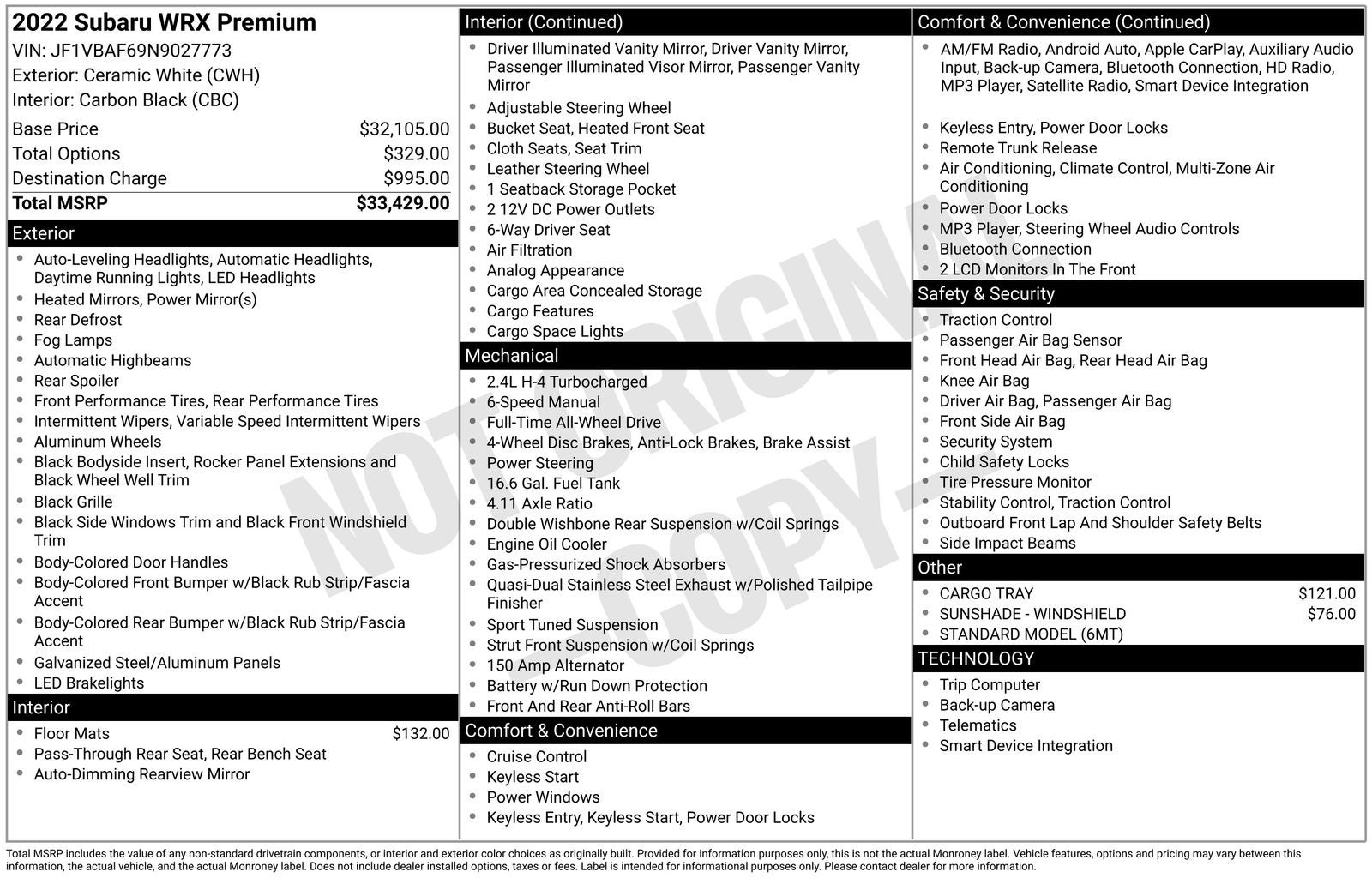 2022 Subaru WRX Premium