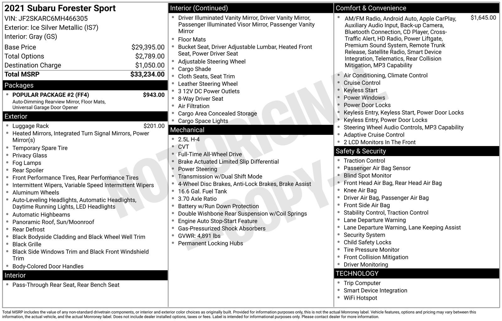 2021 Subaru Forester Sport