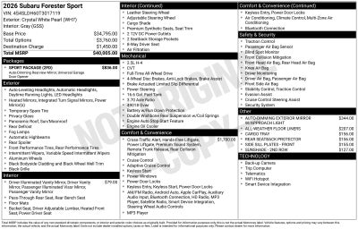 2026 Subaru Forester Sport