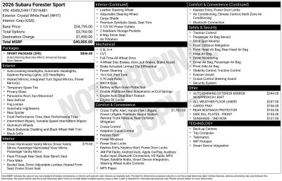 2026 Subaru Forester Sport