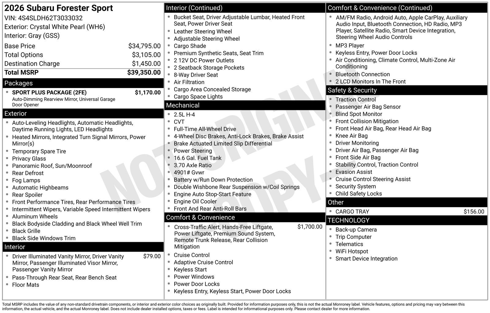 2026 Subaru Forester Sport