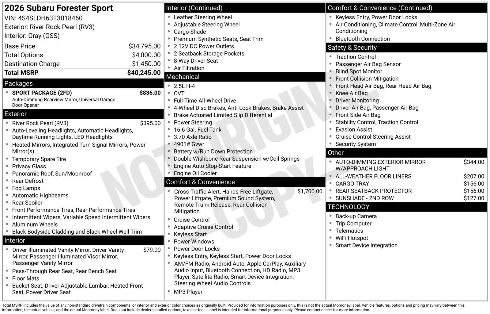 2026 Subaru Forester Sport