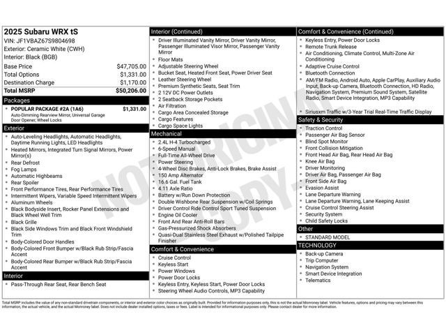 2025 Subaru WRX TS