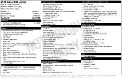 2025 Subaru BRZ Limited