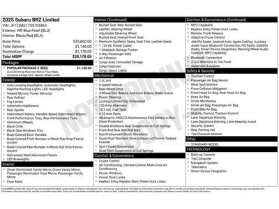2025 Subaru BRZ Limited