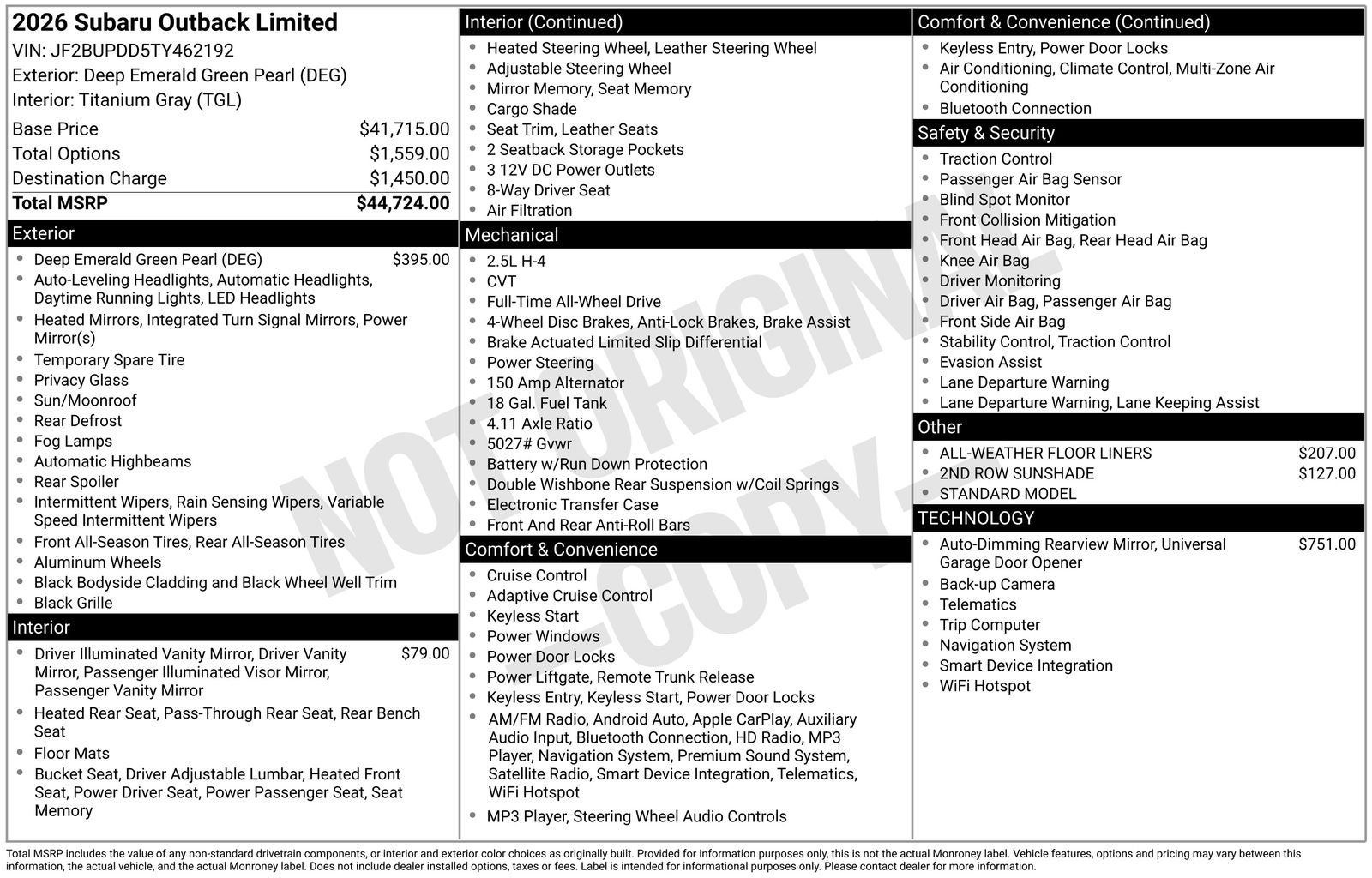 2026 Subaru Outback Limited