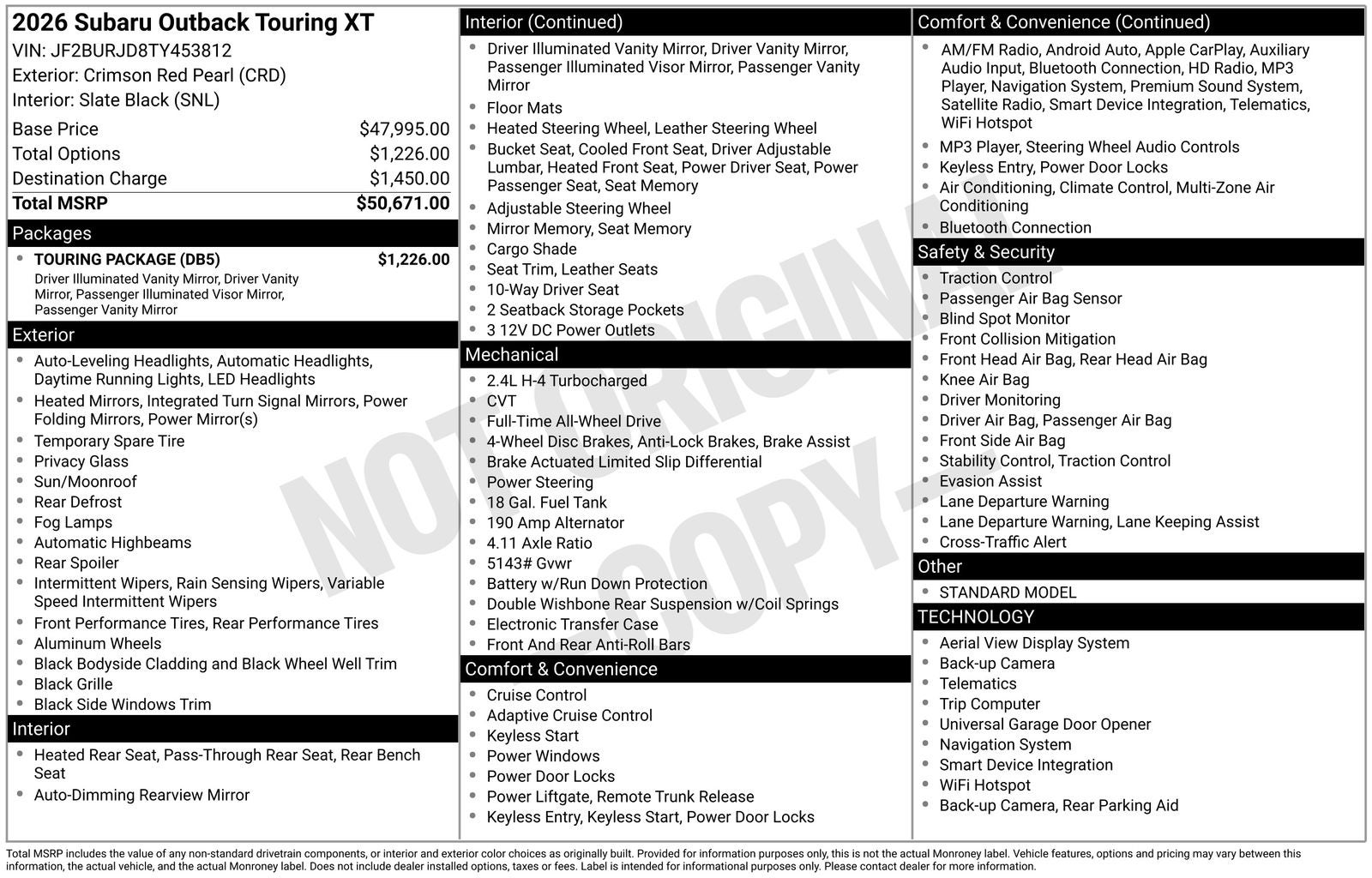 2026 Subaru Outback Touring XT