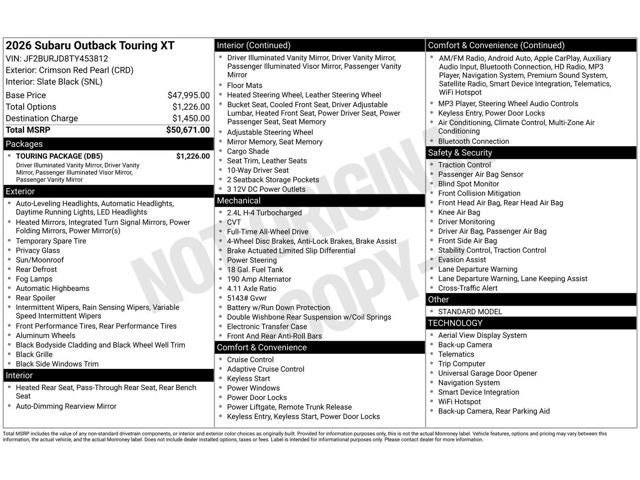 2026 Subaru Outback Touring XT