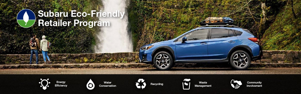 The Subaru Eco-Friendly Retailer Program logo with a blue Subaru and eco icons at bottom. | Puente Hills Subaru in City of Industry CA