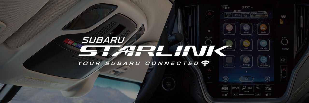 Interior of a Subaru vehicle featuring Subaru STARLINK in-vehicle technology