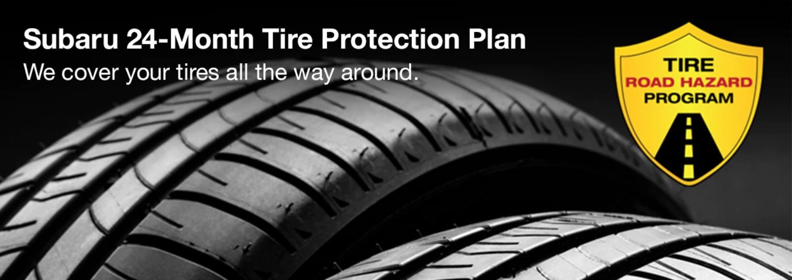 Subaru tire with 24-Month Tire Protection and road hazard program logo. | Puente Hills Subaru in City of Industry CA