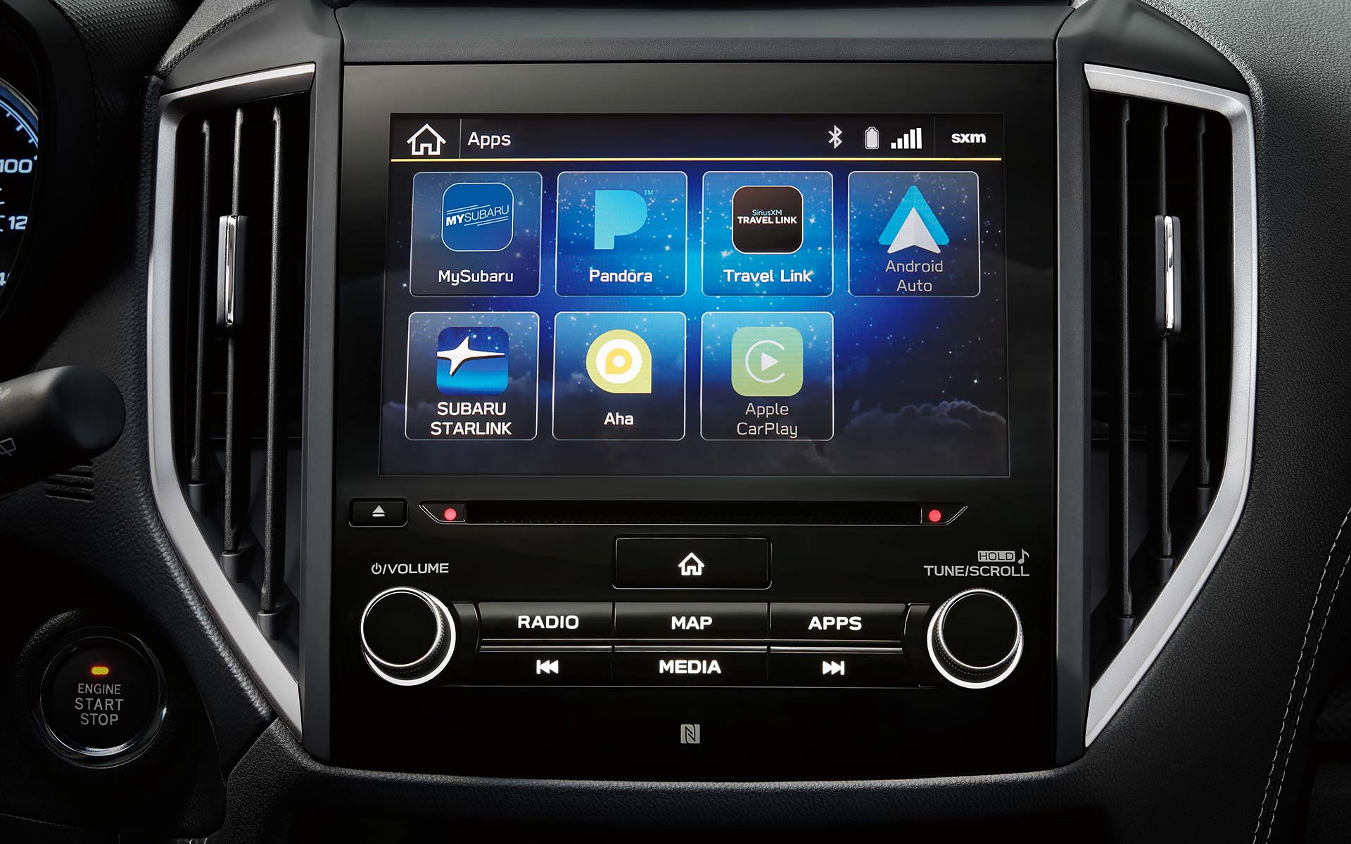 A close-up of the SUBARU STARLINK Multimedia touchscreen on the 2022 Forester. | Puente Hills Subaru in City of Industry CA