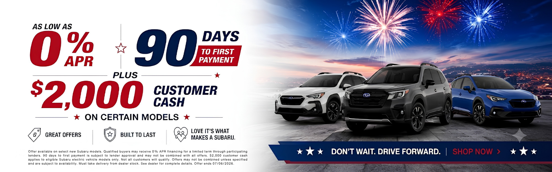0% APR & $2000 Customer Cash