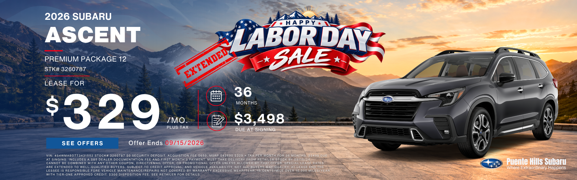 2026 Ascent Premium Labor Day Sale Extended