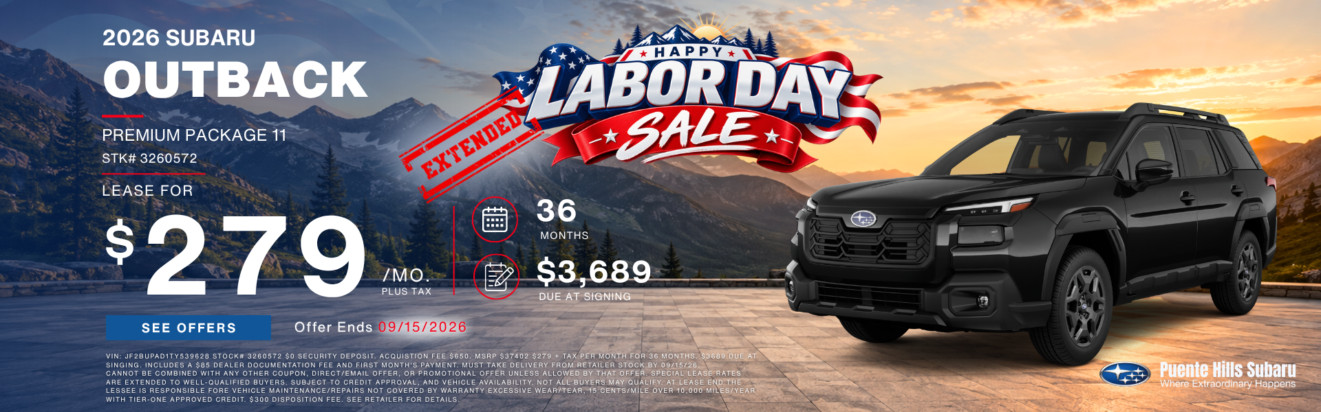 2026 Outback Premium Labor Day Sale Extended