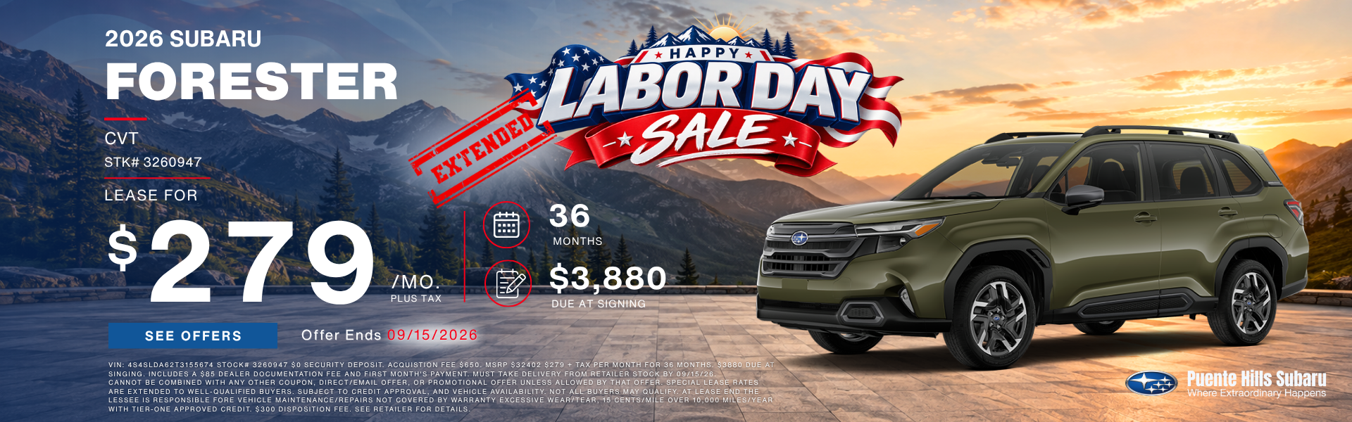 2026 Forester Labor Day Sale Extended