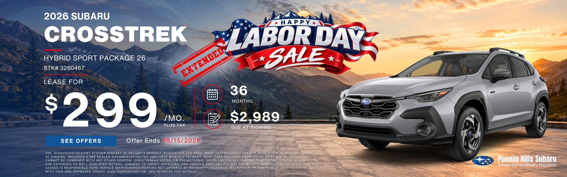 2026 Crosstrek Hybrid Labor Day Sale Extended