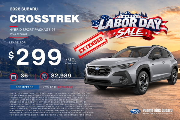 2026 Crosstrek Hybrid Labor Day Sale Extended