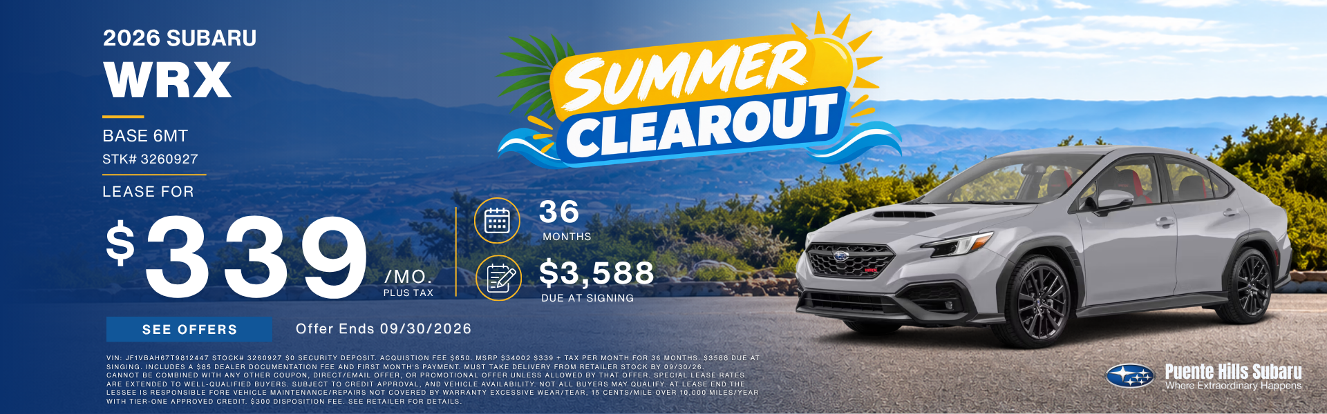 2026 WRX Labor Day Sale Extended