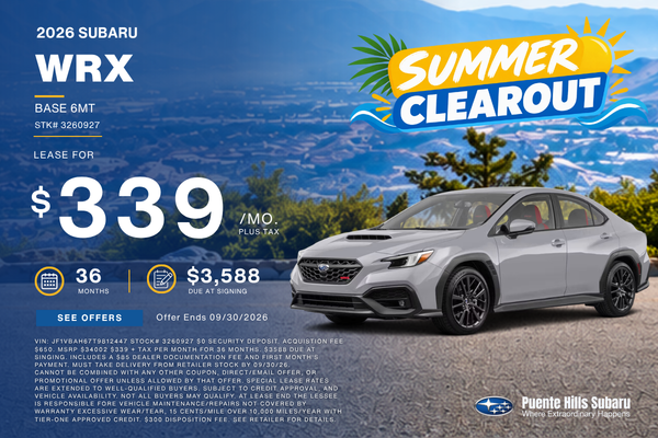 2026 WRX Labor Day Sale Extended