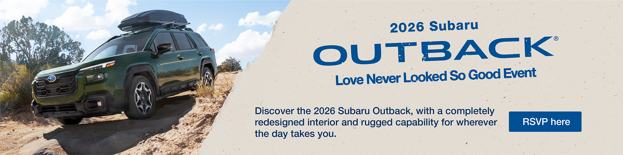 .Love Never Looked So Good. Subaru Outback driving on rugged